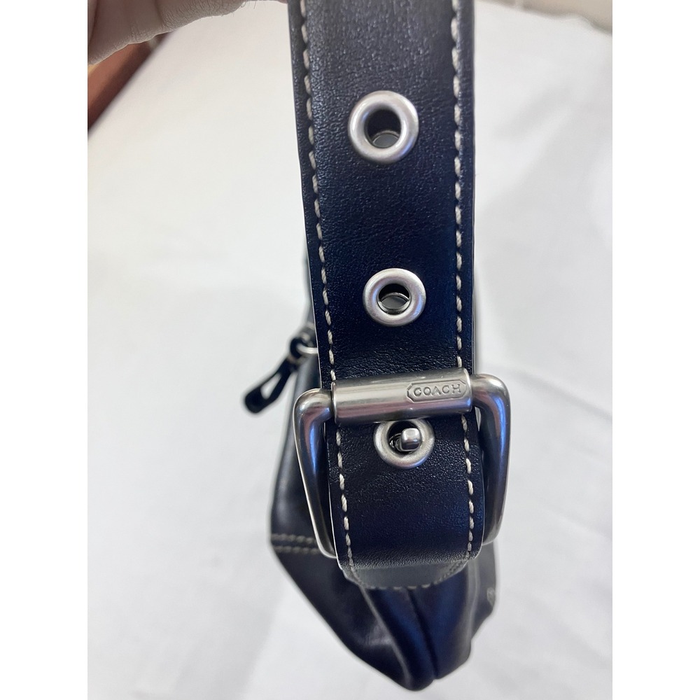 Coach Black‎ Leather Shoulder Baguette Handbag Silver Hardware - Picture 7 of 12